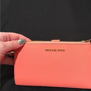 Michael Kors Coral Pink Zip-Around Wristlet. 💖